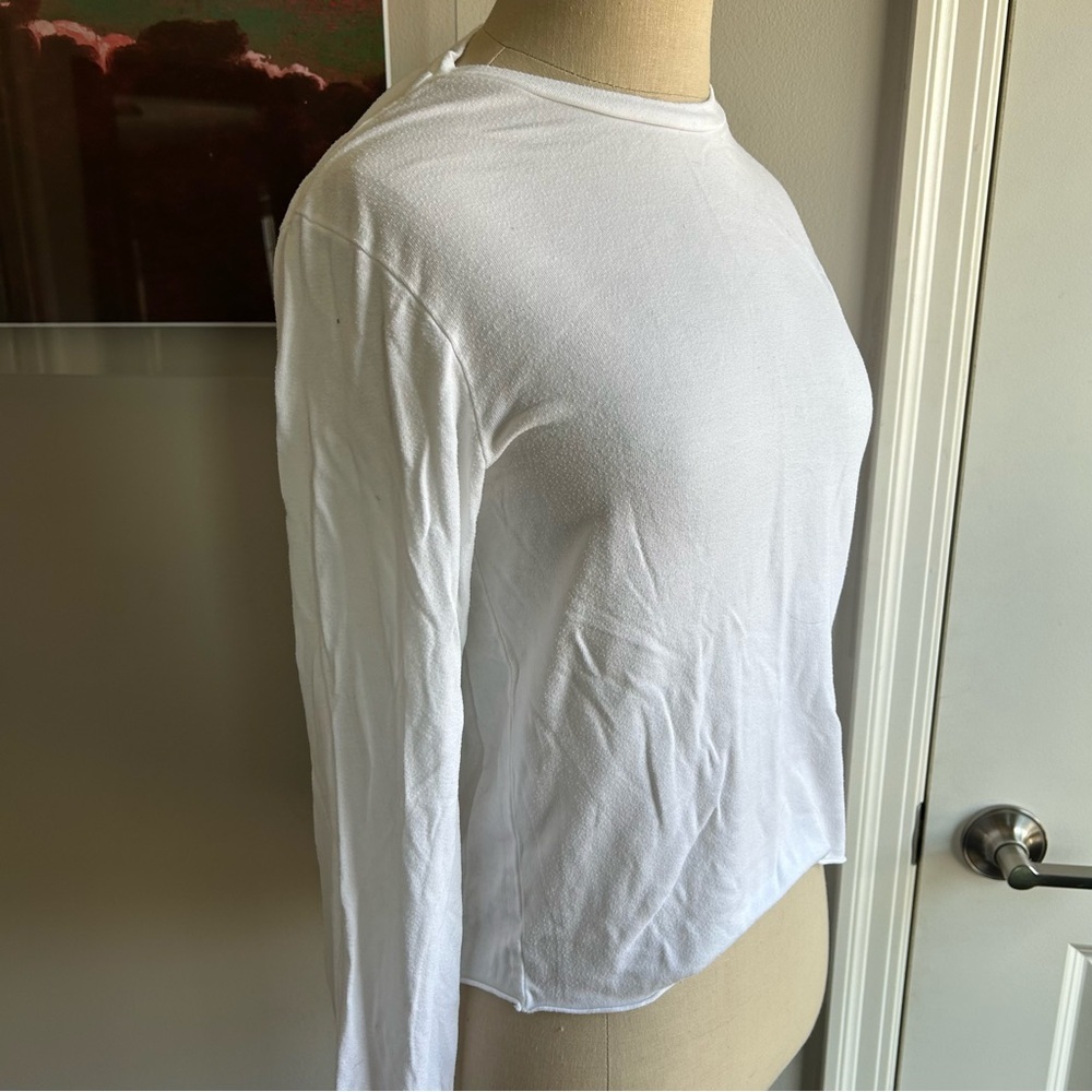 Talentless Cropped White Long Sleeve Tee | Size M | Streetwear Capsule Style - Picture 3 of 4